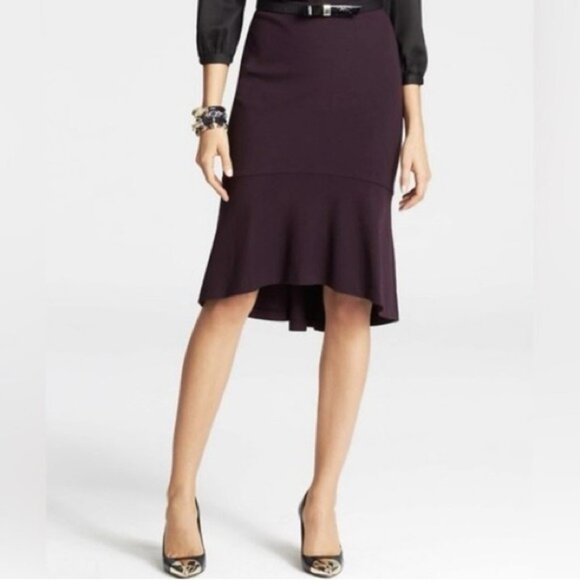 Ann Taylor Women’s Purple Ruffle Hem High-Low Skirt US 12 Career Chic Office - Picture 1 of 9